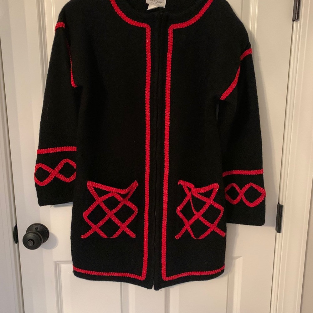 BROWNSTONE BOUTIQUE NY BlUE COAT / RED BRAID
